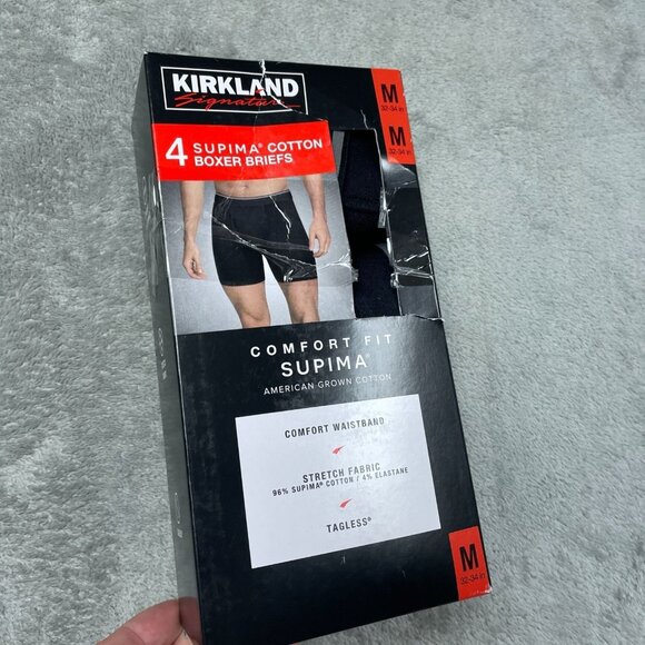 Kirkland Signature Supima Cotton Boxer Briefs 4-Pack  Comfort Fit Size M a1484 - Picture 1 of 4